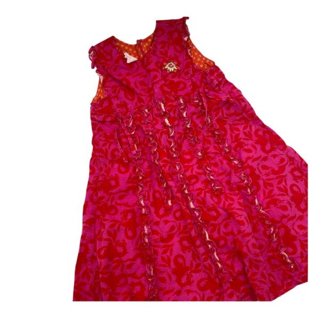 Oilily red pink patterned layered girls dress